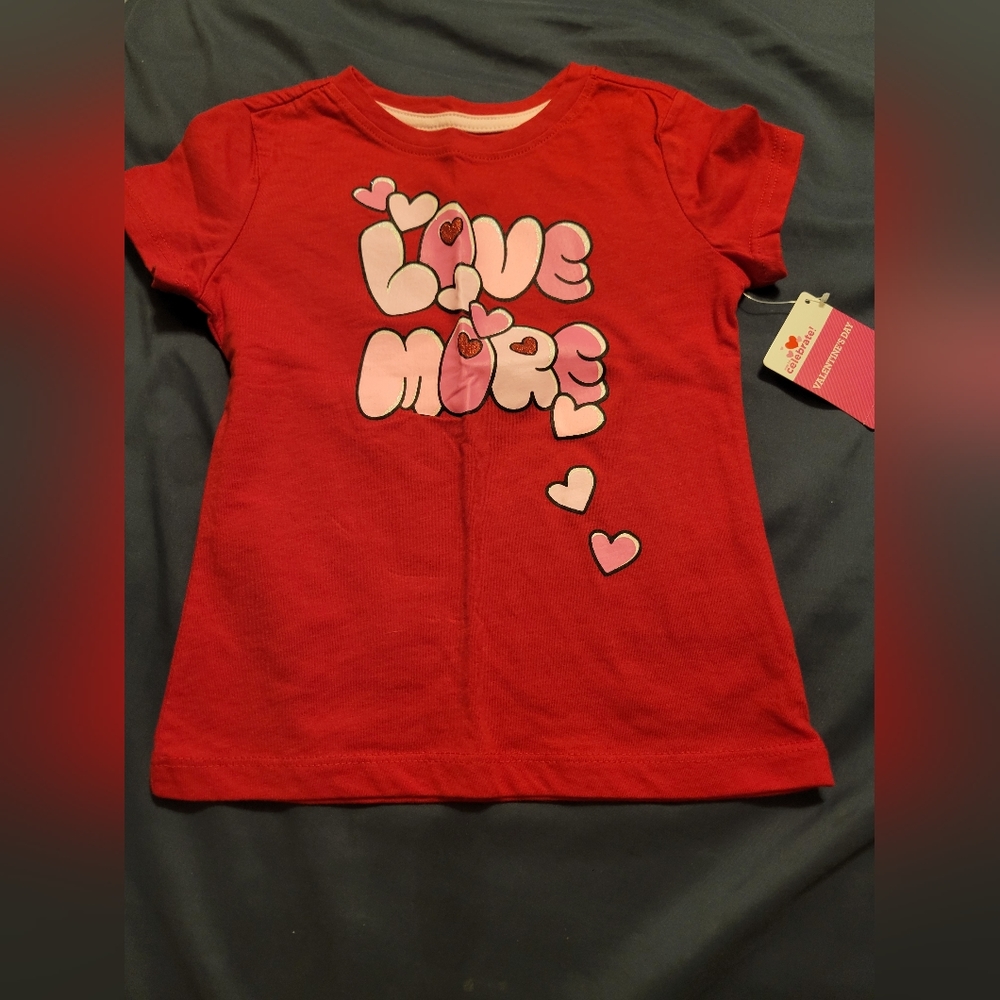CELEBRATE Red Love More Hearts Short Sleeve Girls Size 4-5 New Valentines Day